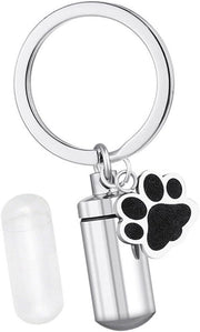Oggetto di Ricordo per Animali Domestici con Afdruk di Zampe e Capelli - Stile Elegante Ricordo di Ceneri e Capelli - Chiave Universale con Valore Emotivo.