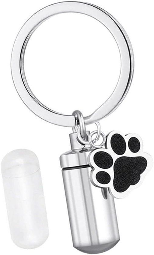 Oggetto di Ricordo per Animali Domestici con Afdruk di Zampe e Capelli - Stile Elegante Ricordo di Ceneri e Capelli - Chiave Universale con Valore Emotivo.