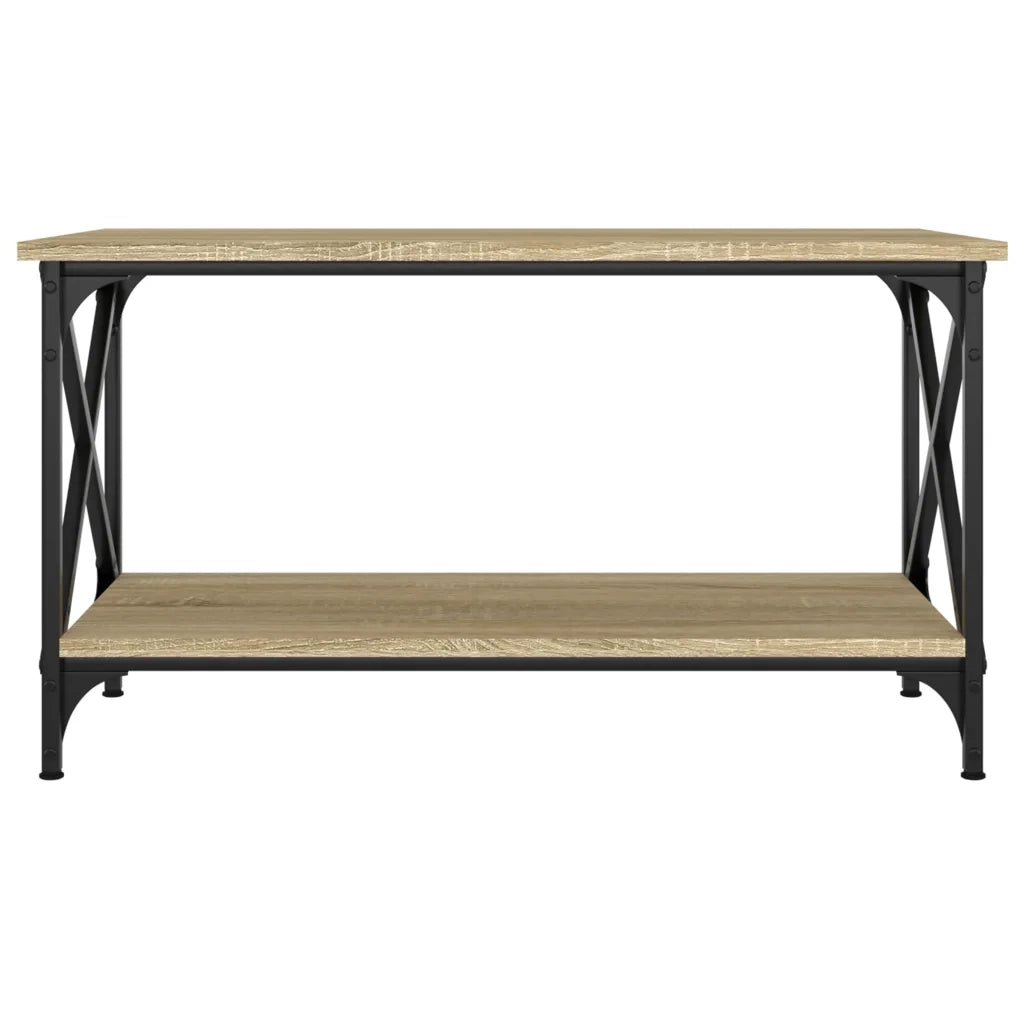 Tavolino Rovere Sonoma 80x45x45 cm in Legno Multistrato e Ferro 823323