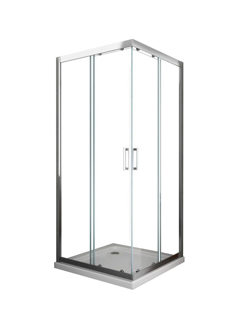 Box doccia 6 mm angolare quadrato profilo cromo reversibile H.190 80x80