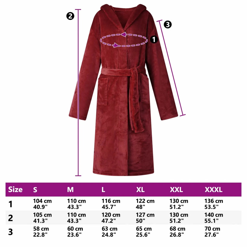 Accappatoio con Cappuccio Rosso Bordeaux xl Flanella CFW6263796