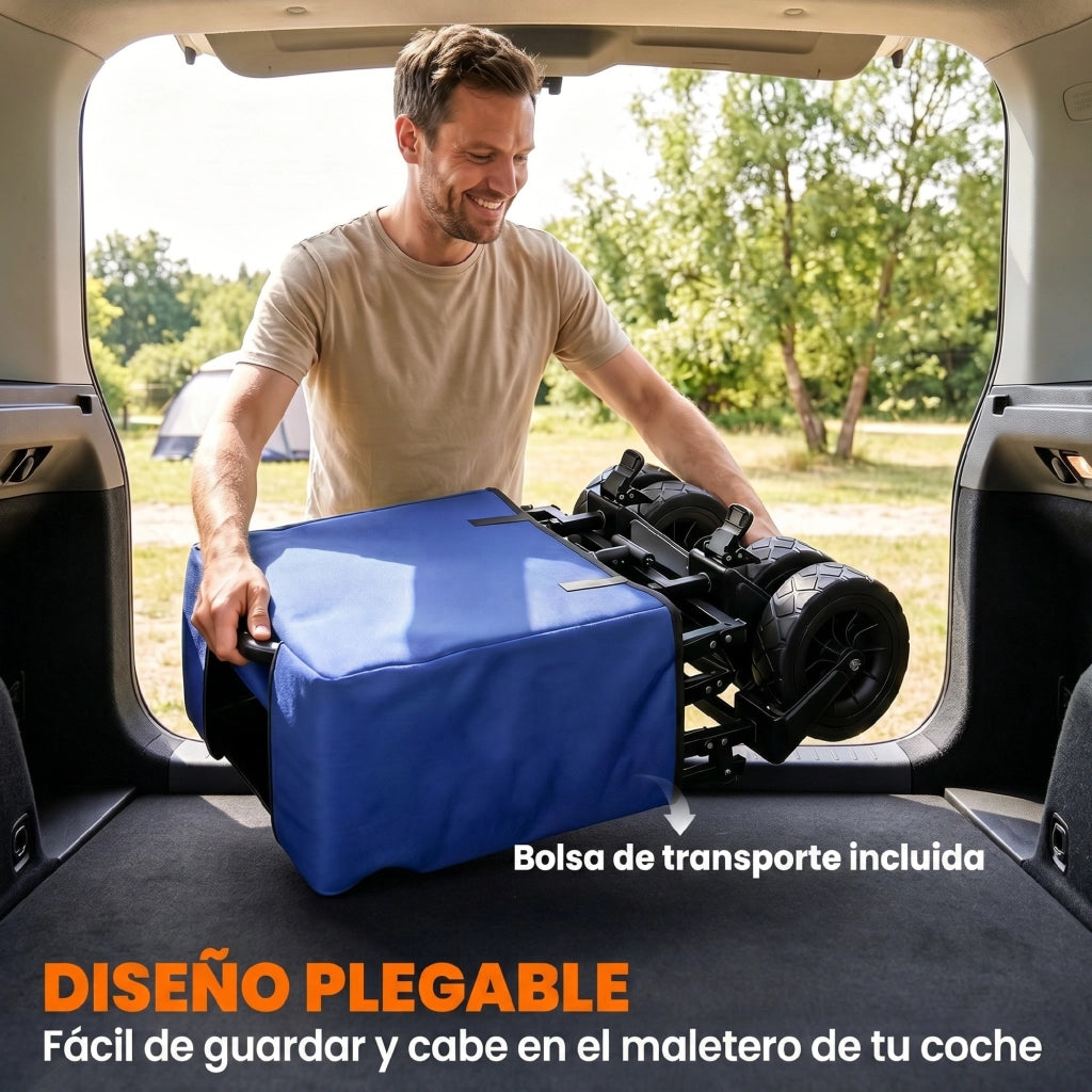 Carrello da Giardino Pleghevole ¨C zephmum ¨C Blu Scuro, Acciaio, 100 kg