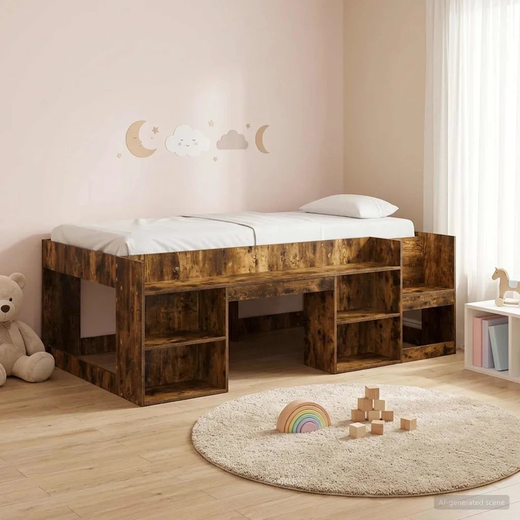 Telaio del letto con storage Rovere Fumo 90 x 200 cm