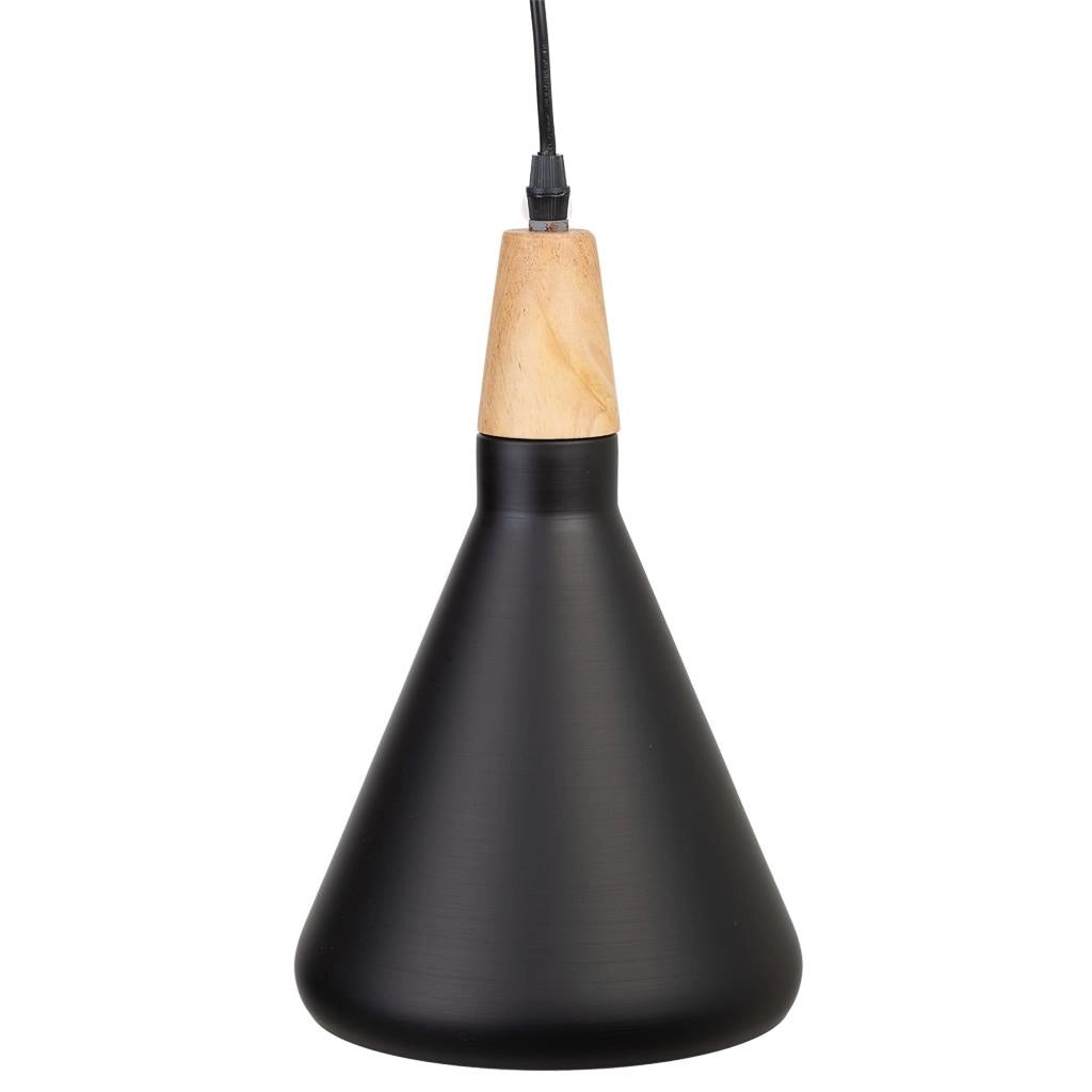 Lámpara de techo de madera y metal negra 18x18x31