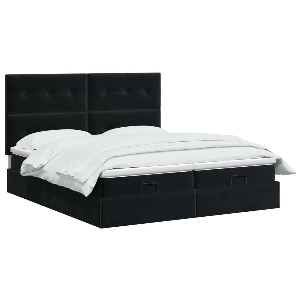 Letto ottomano con materasso con testiera 2 pz Nero Velluto 3457922