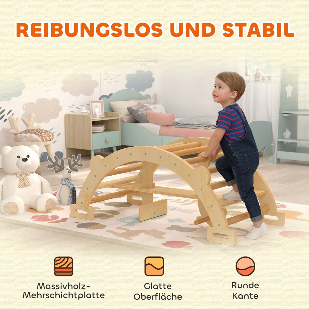 Scala per bambini in legno 2 in 1 ¨C zephmum ¨C naturale 110x52x45 cm