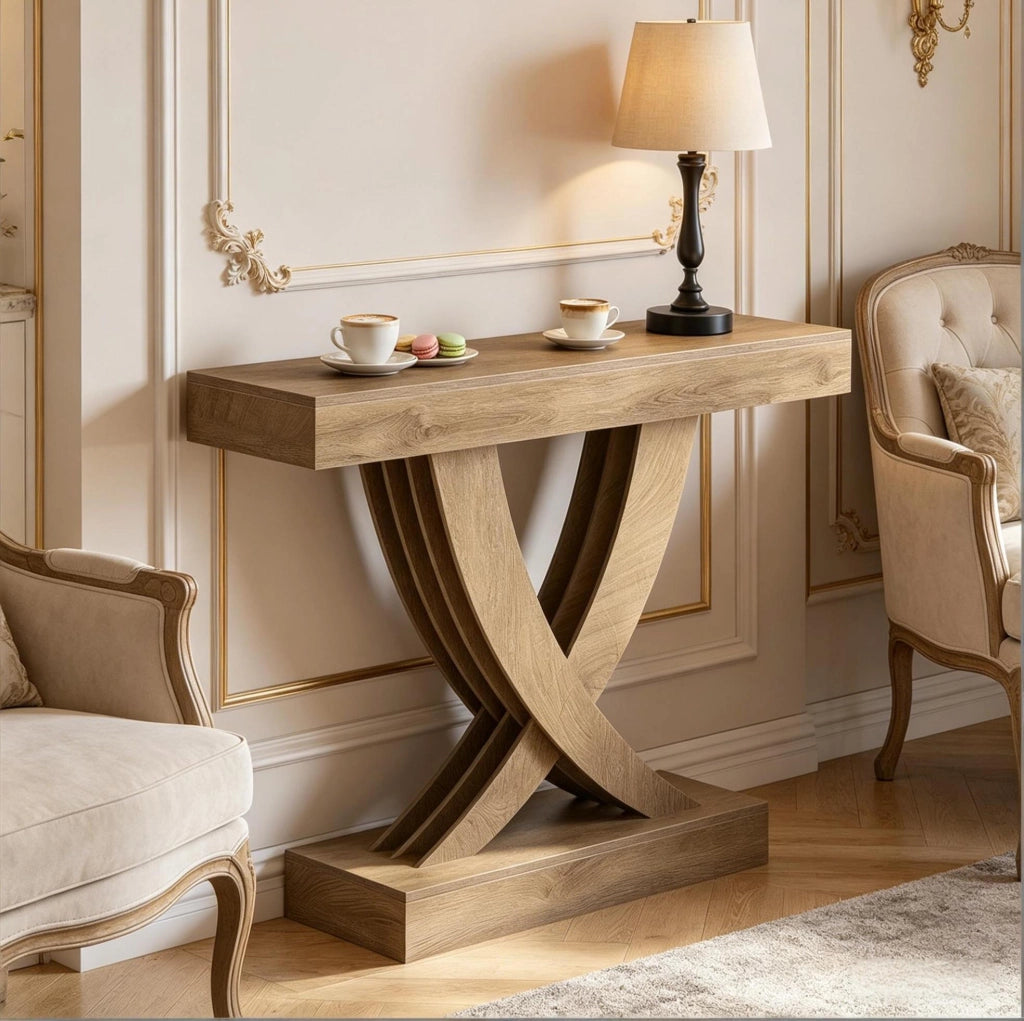 Tavolo consolle marrone in MDF 110 cm con base a X, portata 100 kg