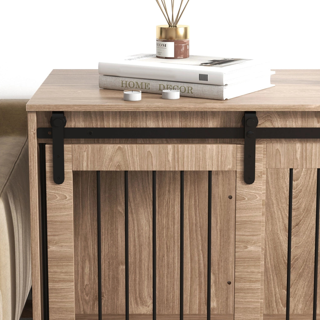 Gabbia per cani ¨C zephmum ¨C 98x58x61 cm, effetto legno noce, design rustico