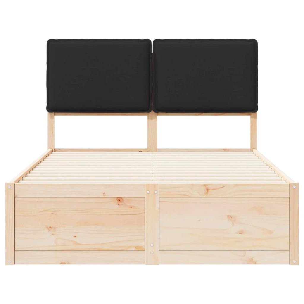 Letto con Testiera Rivestita Nero 120 x 190 cm Pino massello