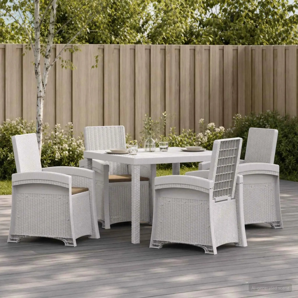 Set da Pranzo per Giardino 5 pz Bianco e Tortora PP 3430113