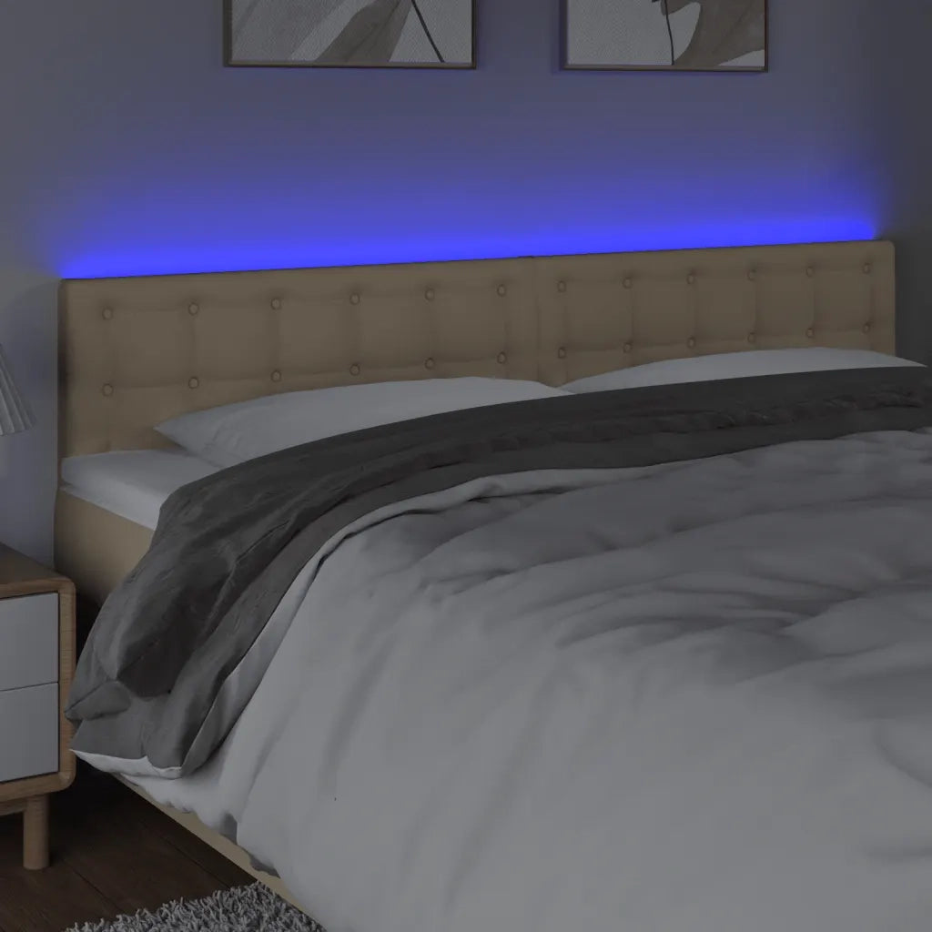 Testiera a LED-Testata con LED Crema 200x5x78/88 cm in Tessuto 664328