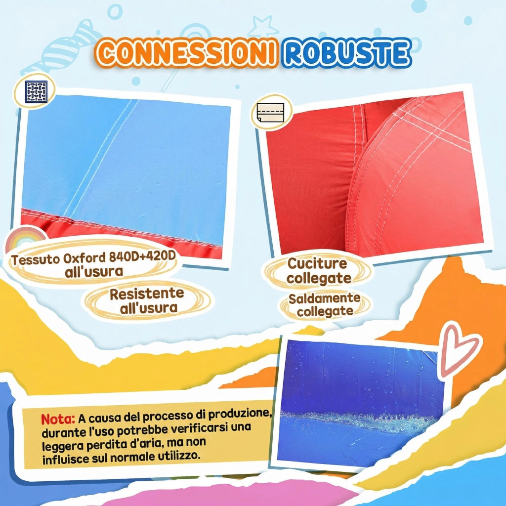 Castello Gonfiabile 4 in 1 per Bambini 3-8 Anni ¨C zephmum ¨C 265x260x200cm