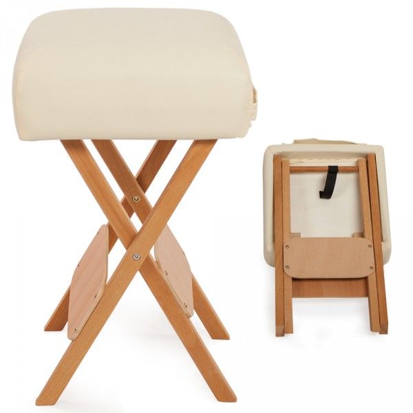 Kit massaggio professionale sgabello + cuscino mezzo cilindro + cuscino rullo beige 08_0000470