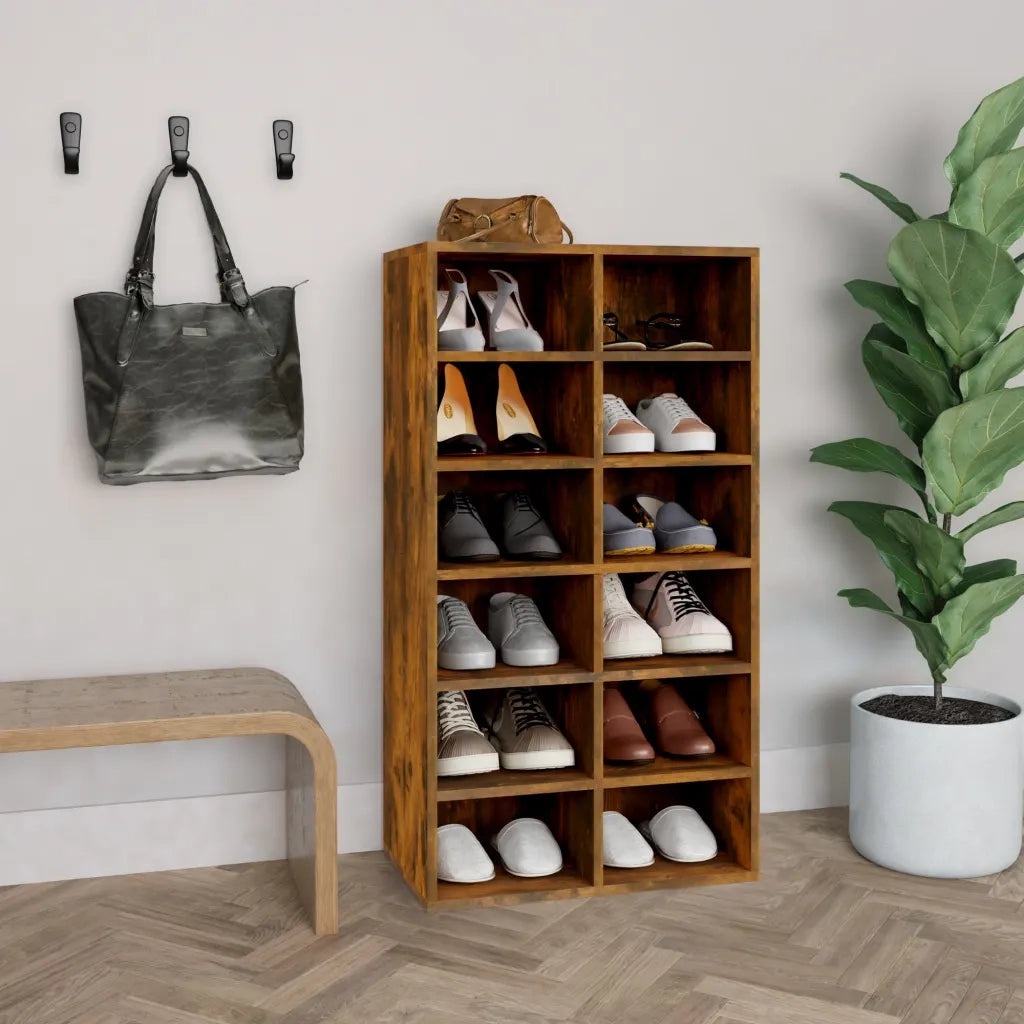 Scarpiera | Mobile per scarpe Rovere Fumo 54x34x100,5 cm in Legno Multistrato