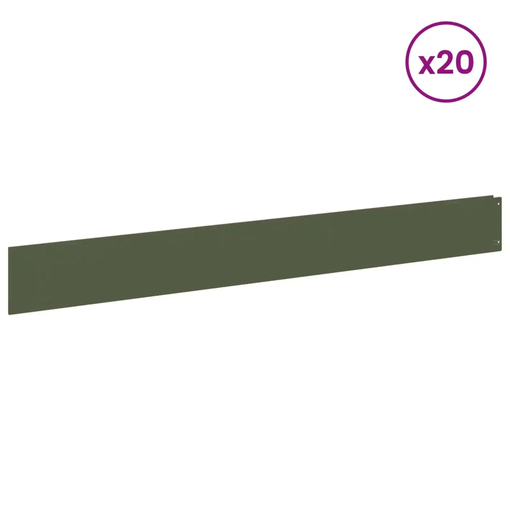 Bordura per Prato 20 pcs 100 x 12 cm Acciaio Verde Oliva 8008797