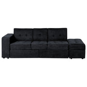 Divano letto componibile Pouf contenitore nero Cassetti estraibili Click Clack Vassoio ribaltabile