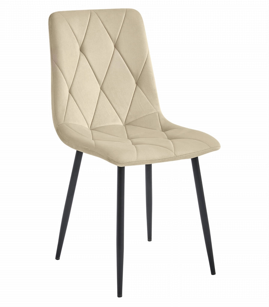 Sedia da pranzo Valora Tyra in velluto beige chiaro con gambe nere x4