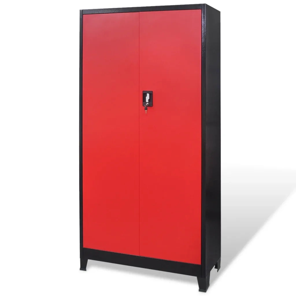 Armadio Portautensili con Cassetti 90x40x180 cm Rosso e Nero 3054555
