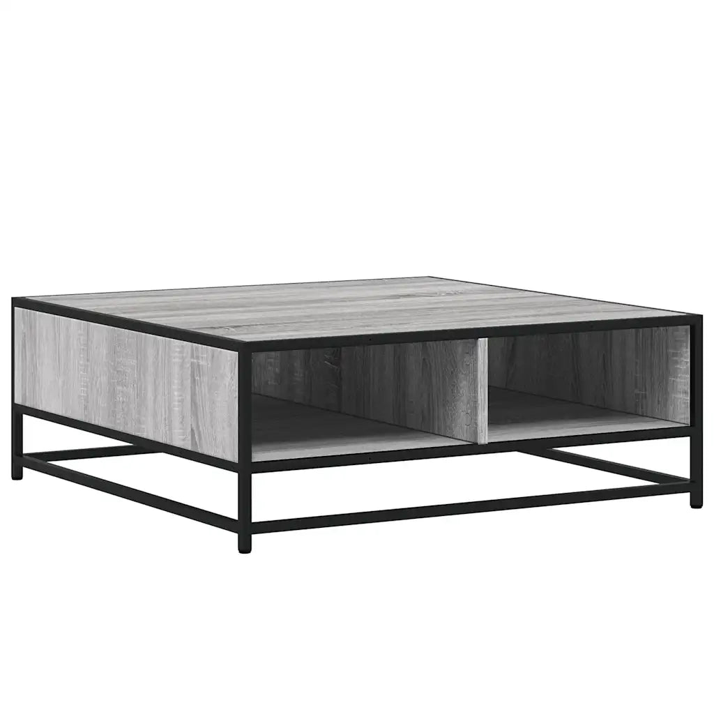 Tavolino Grigio Sonoma 80x80x30 cm in Truciolato e Metallo