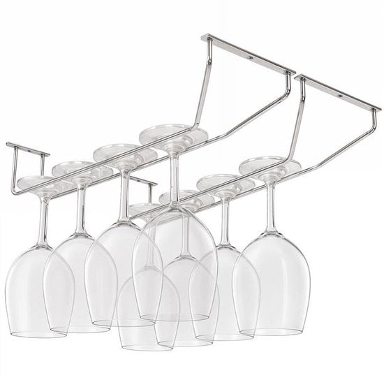 Oggetti da Vino da Appendere sotto la Cucina in Acciaio e Acciaio Inox - Ideale per Bar e Cucina - Inclusi Viti e Ancore per Parete - Progettato per Risparmiare Spazio - Codice Prodotto: ...