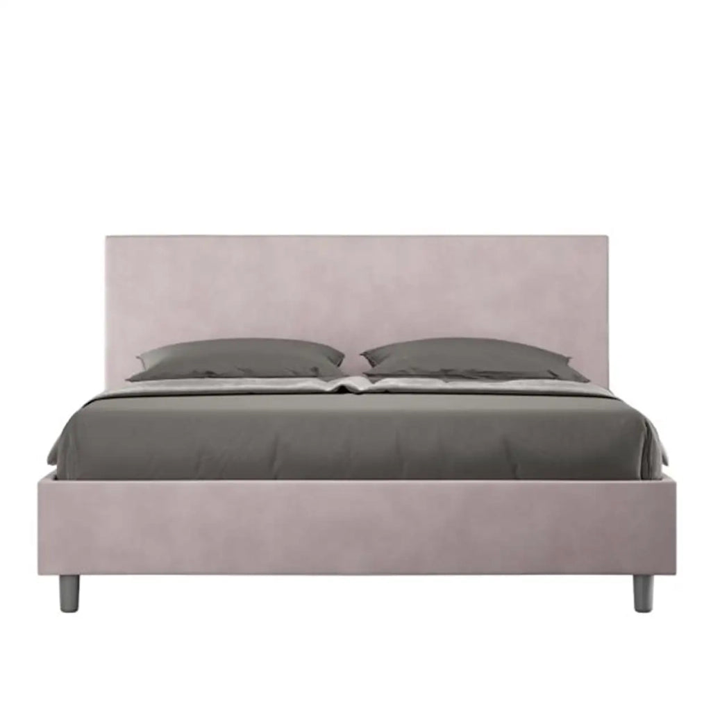 Letto matrimoniale con rete imbottito 160x190 microfibra glicine Adele