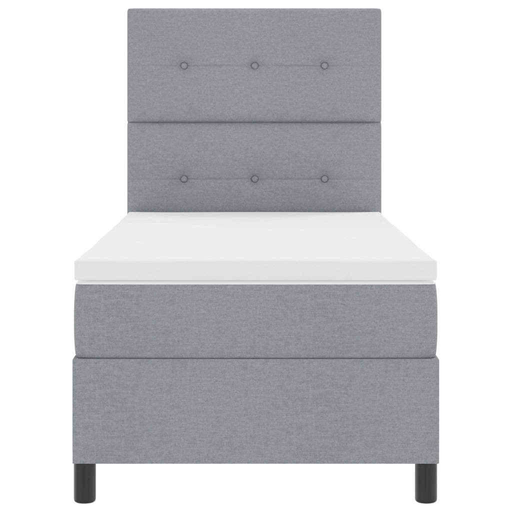 Letto a Molle con Materasso Grigio Chiaro 90x200 cm Tessuto