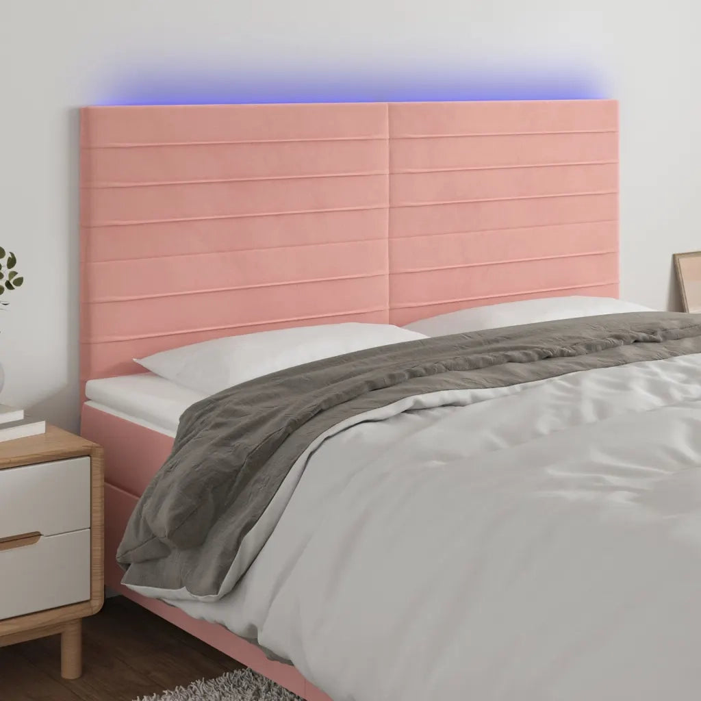 Testiera a LED-Testata con LED Rosa 180x5x118/128 cm in Velluto 908012
