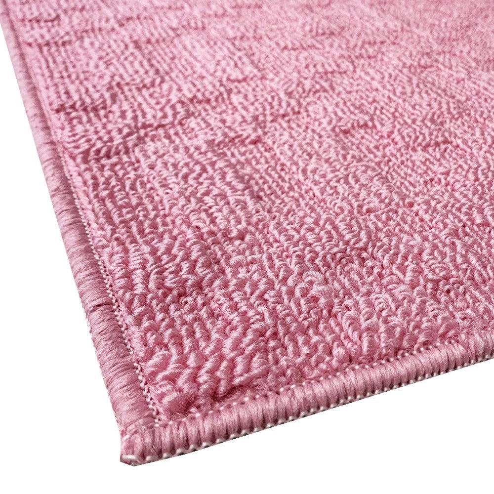 Tappeto Bagno 3D Morbido Assorbente Antiscivolo Lavabile Scendiletto Camera Set 3 Pezzi Rosa
