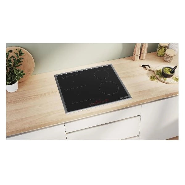 Piano Cottura A Induzione Bosch Serie 6 PVS645HB1E 4 Fuochi (L58,3xP51,3) Con Profili Vetro Ceramica Nero