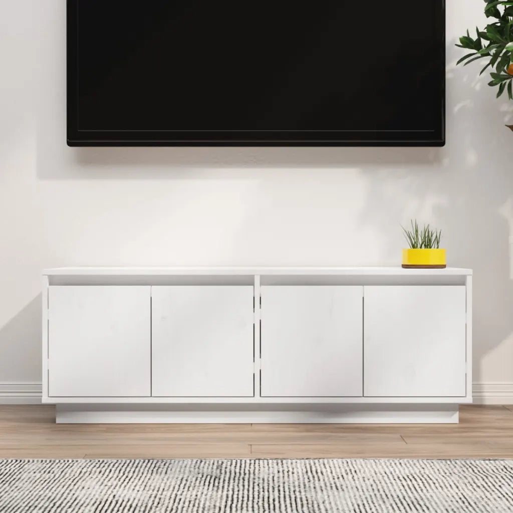 Mobile TV | Armadietto TV | Mobile Porta TV Bianco 110x34x40 cm in Legno Massello di Pino