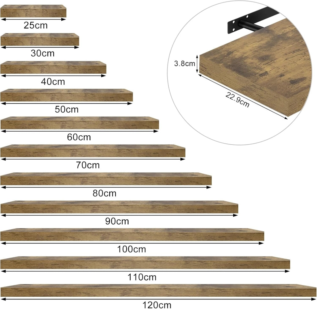 Mensola da Parete, Mensola da Muro, Legno MDF, Set di 3, per Cucina, Bagno, Soggiorno, ECC