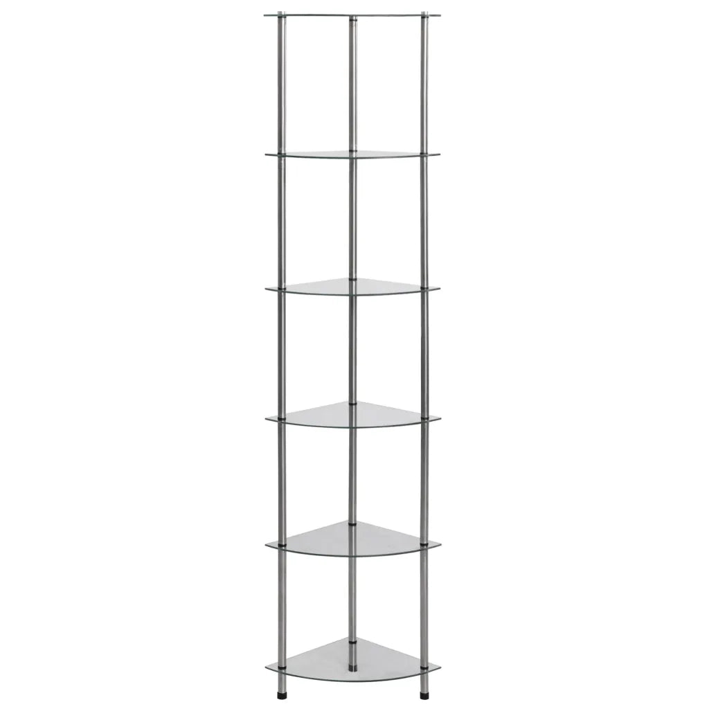 Scaffale a 6 Livelli Trasparente 30x30x160 cm Vetro Temperato CFW2594779