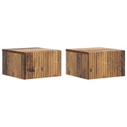 Set di 2 Comodini | Armadio da Notte | Mobiletto da notte a muro Legno antico 33 x 34,5 x 20 cm