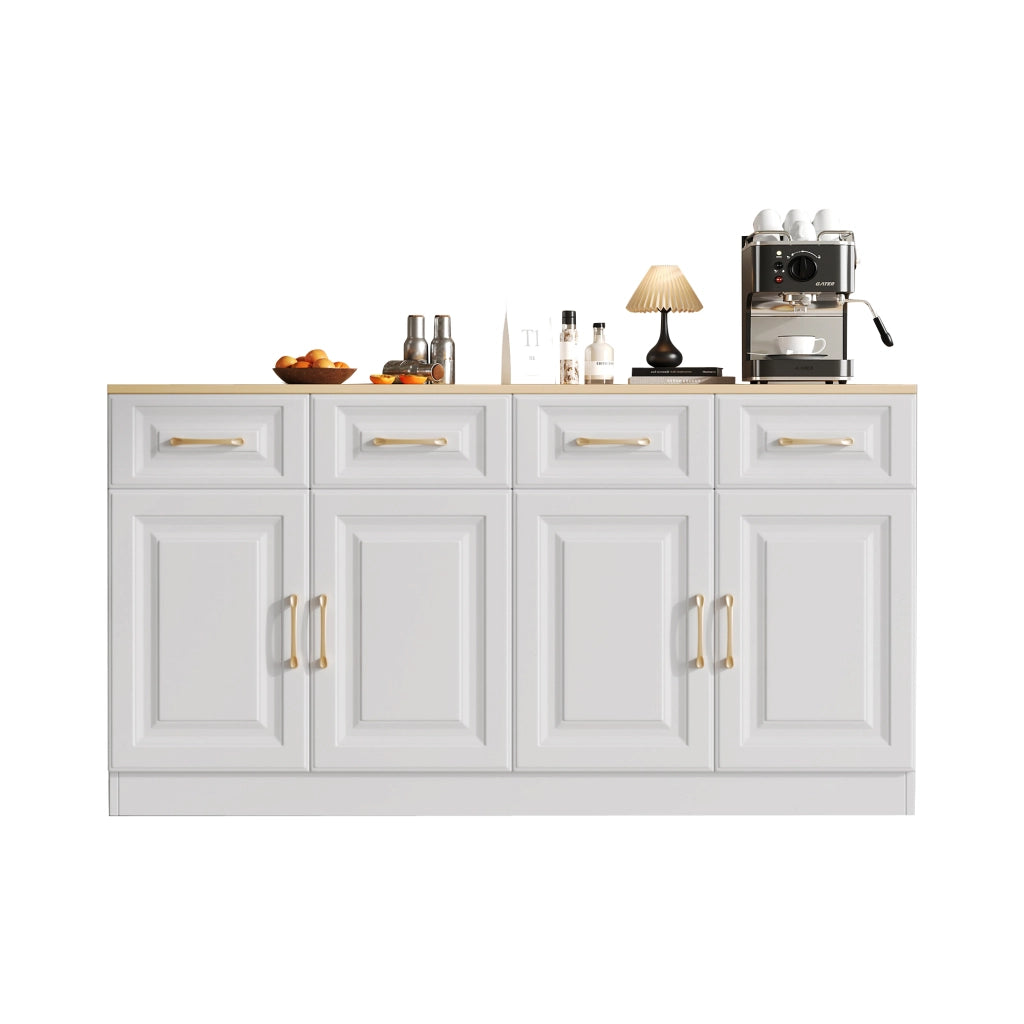 Credenza Buffet ¨C MINIMAL ¨C Bianco, Legno, 4 Cassetti, 4 Ante, 140 cm