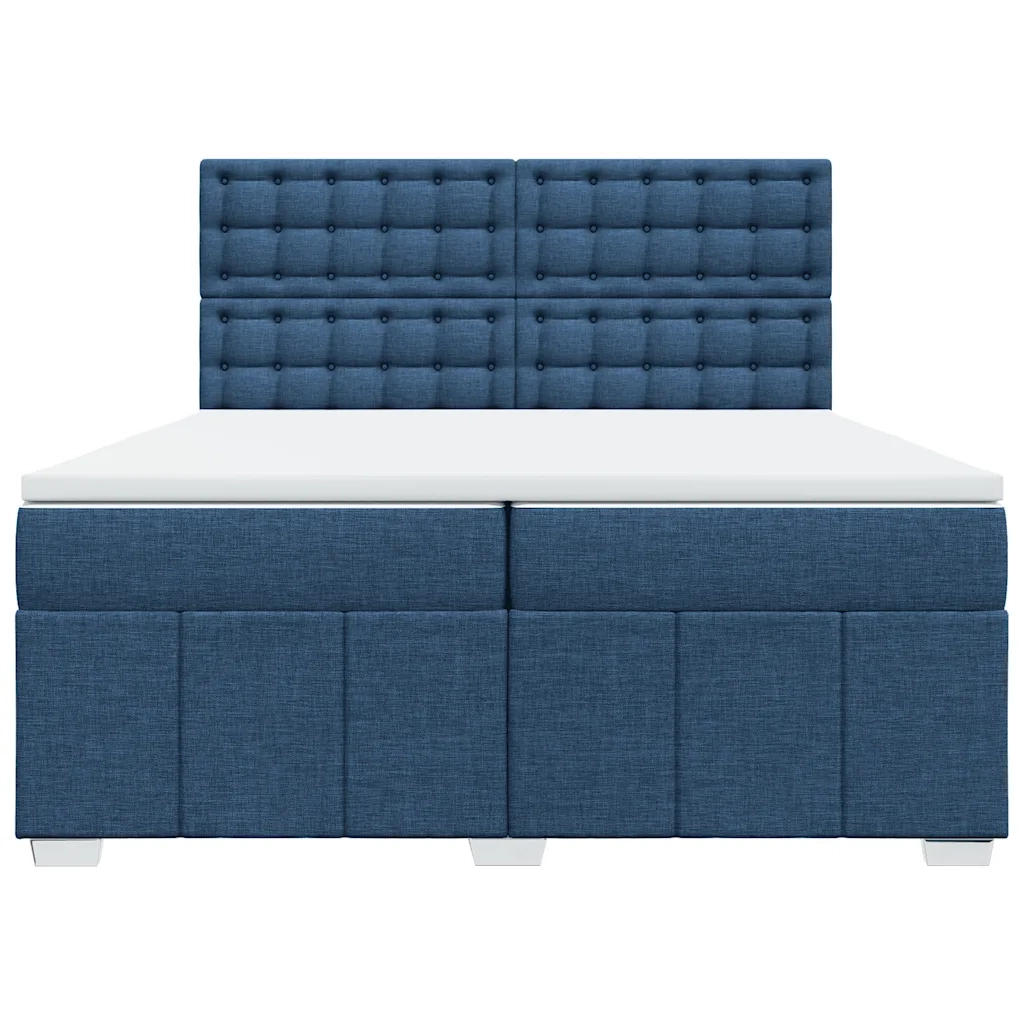 vidaXL Giroletto a Molle con Materasso Blu 200x200 cm in Tessuto