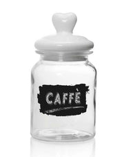 BARATTOLO IN VETRO CON TAPPO IN CERAMICA A CUORE DA 1000 ML 11X21 CM CAFFE'