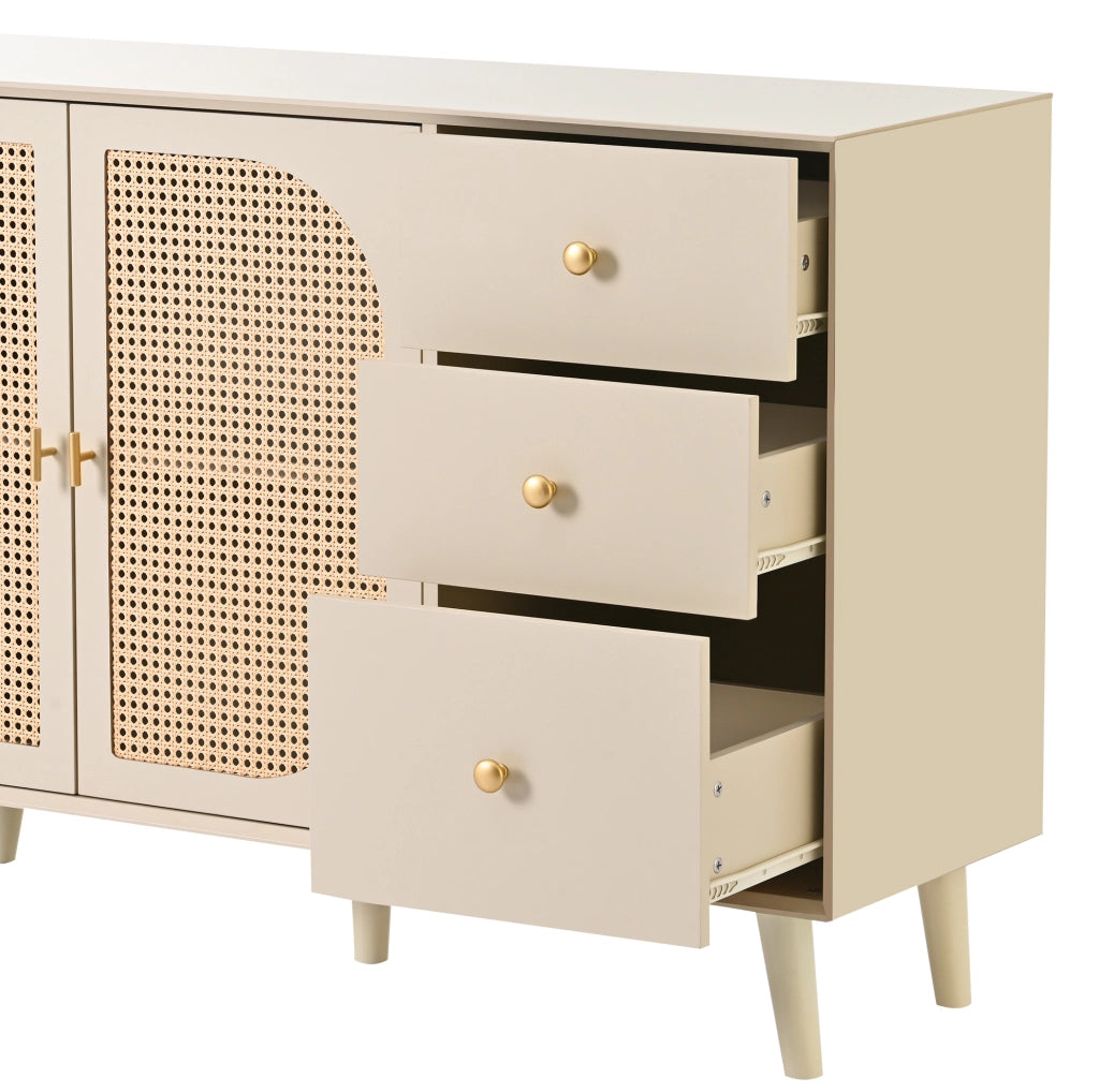 Credenza 120x40x82.5 cm con 2 ante e 3 cassetti; apertura a pressione; bianco crema