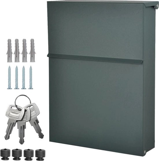 Cassa postale a muro senza slot per giornali - antracite grigio opaco RAL 7016 - Mini 30x23 cm - design elegante