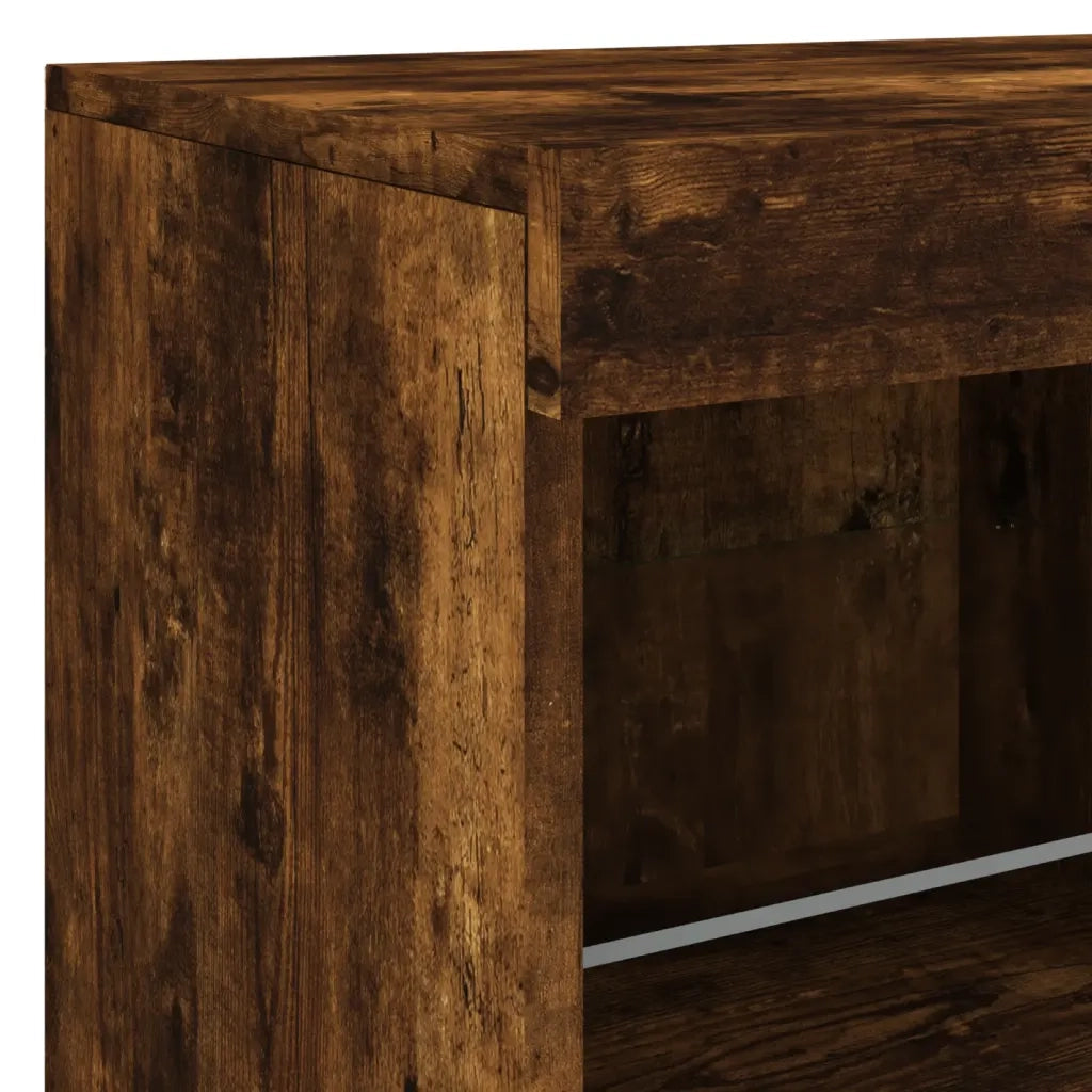Credenza | Madia | Buffet da pranzo | Armadio da pranzo con Luci LED Rovere Fumo 81x37x67 cm