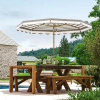 Ombrellone da Giardino, Ombrellone Reclinabile Ottagonale con Manovella, Tessuto 180 g/m², Ø 2,7 x 2,4 m, Grigio Chiaro
