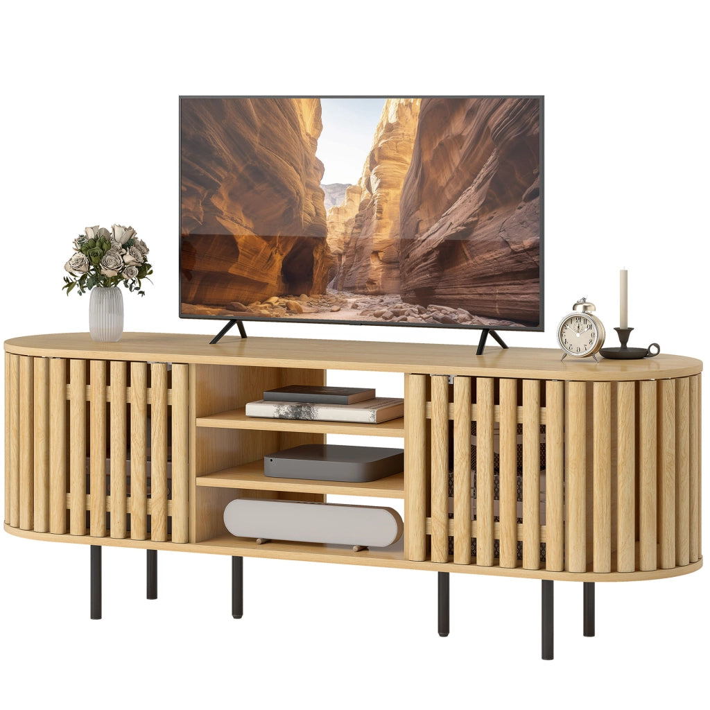 Mobile TV per televisore 60 pollici ¨C Zephmum ¨C Legno naturale 140x40x52 cm