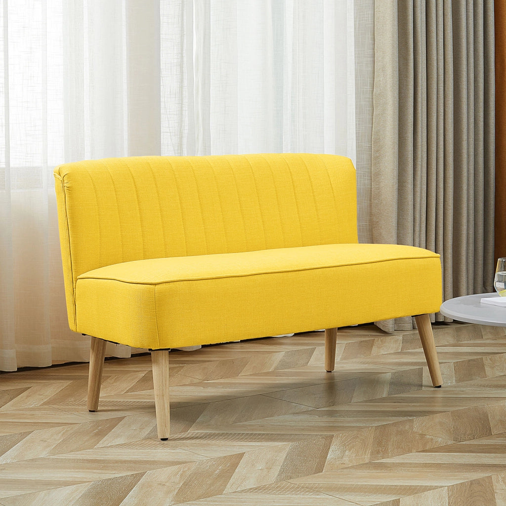 Divano 2 Posti Tessuto Senza Braccioli ¨C Zephmum ¨C Giallo 117x56.5x77 cm