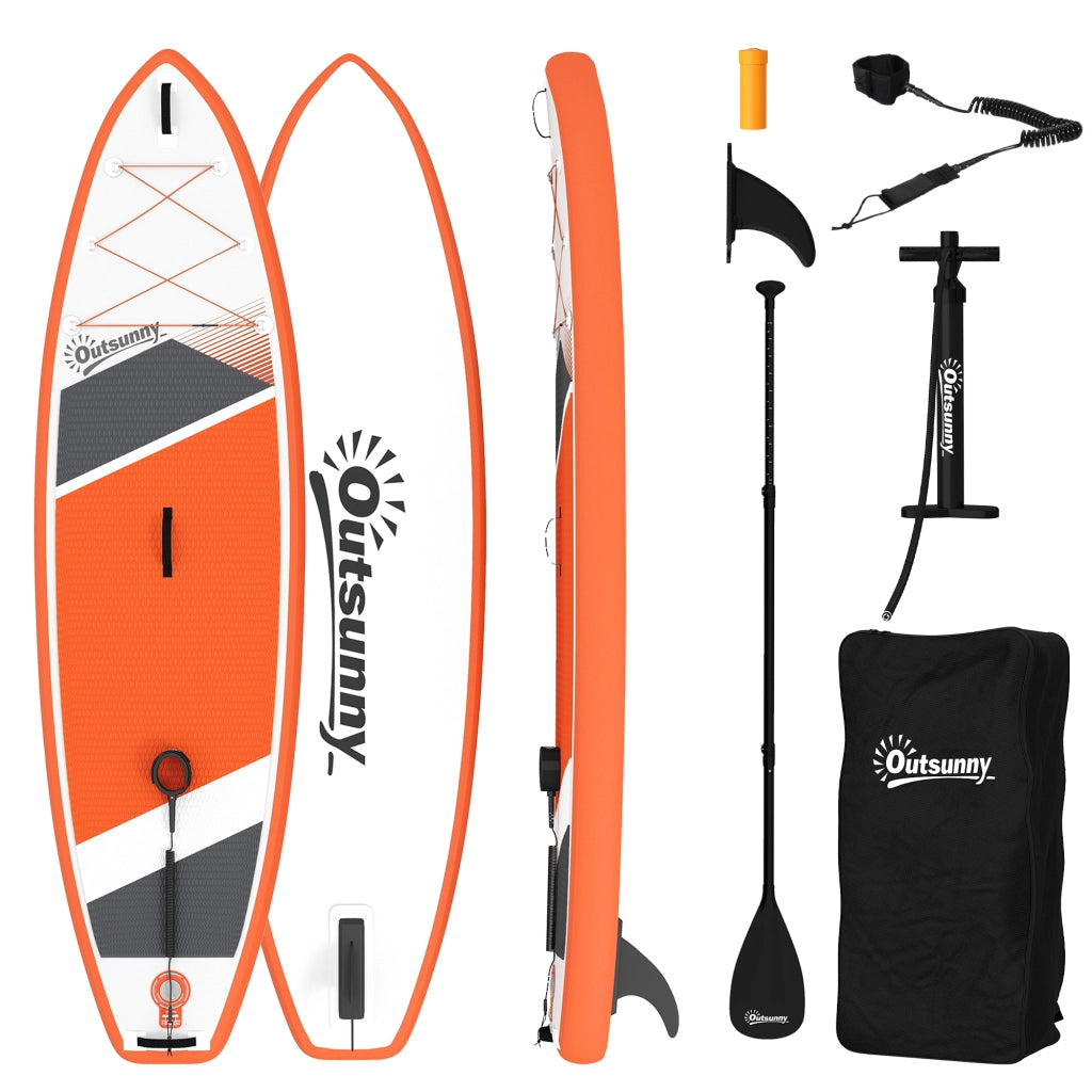 Sup Gonfiabile con Sedile, Pagaia e Accessori, in Plastica ed EVA, 320x82x15 cm, Arancione