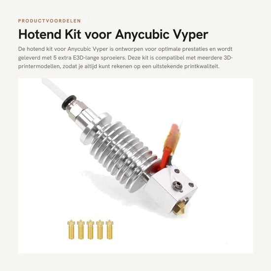 Kit di testa calda con 5 atomizzatori E3D - Compatibile con Anycubic Vyper/Kobra Max/Kobra Plus - Stampante 3D - Testa calda - 24V 40W - Estrusore