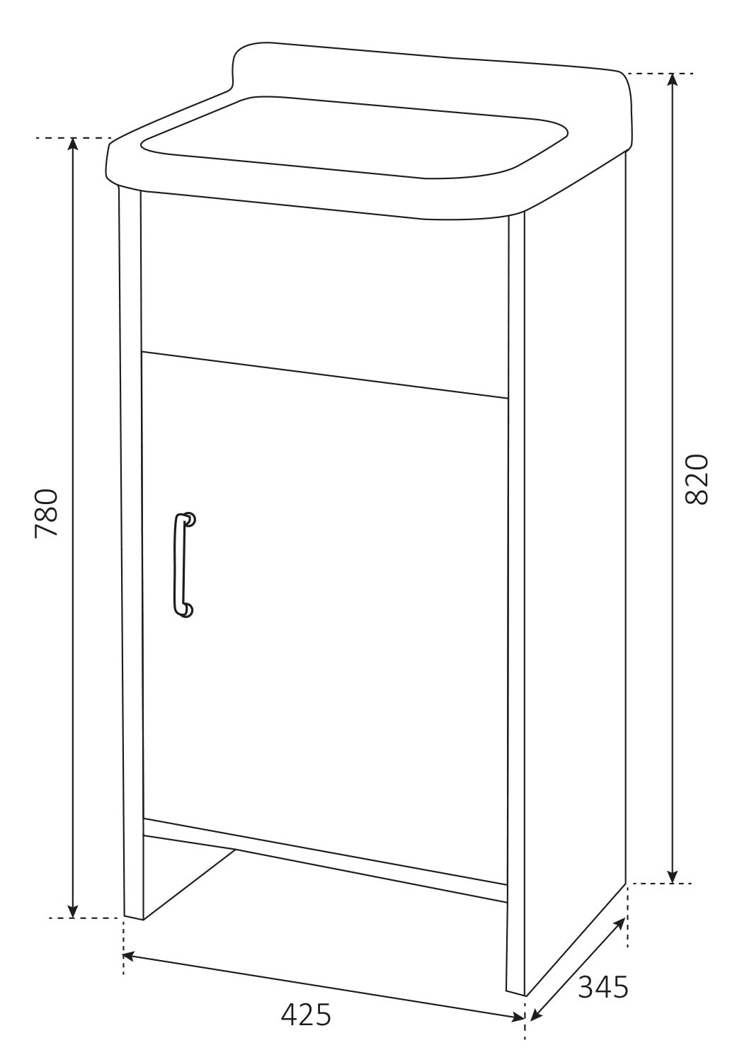 Mobile Lavatoio in PVC 42x35x82 cm 1 Anta Clear Bianco