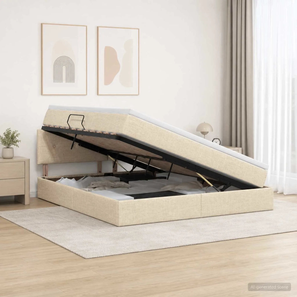 Letto con contenitore LED e materasso Crema 140 x 200 cm 3459070