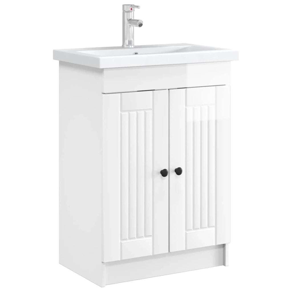 Mobiletto da bagno sotto il lavello Bianco Lucido 890048