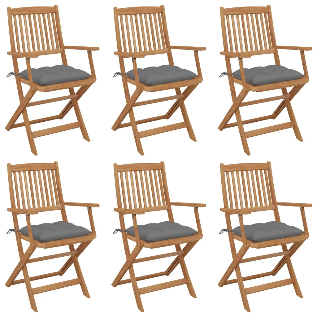 Sedie da Giardino Pieghevoli 6 pz con Cuscini Massello Acacia cod mxl 7762