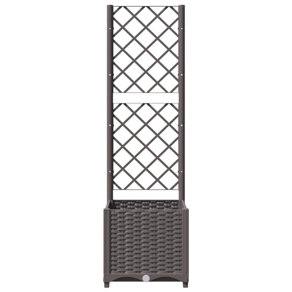 Fioriera | Cassetta per fiori | Vaso da Giardino con Graticcio Marrone 40x40x136 cm in PP