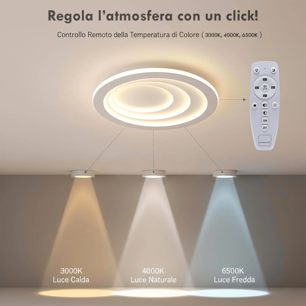 Plafoniera Moderna LED 70W CCT Bluetooth Dimmerabile Lampada Tonda Soffitto Luce Camera da Letto Soggiorno Cucina Telecomando